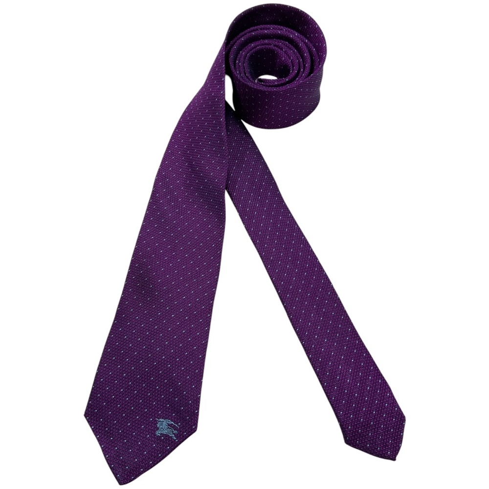 BURBERRY XL Purple Geometric Logo Silk LUXURY Slim Tie ITALY
